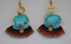 Handmade long necklace and matching earrings (Elephant)