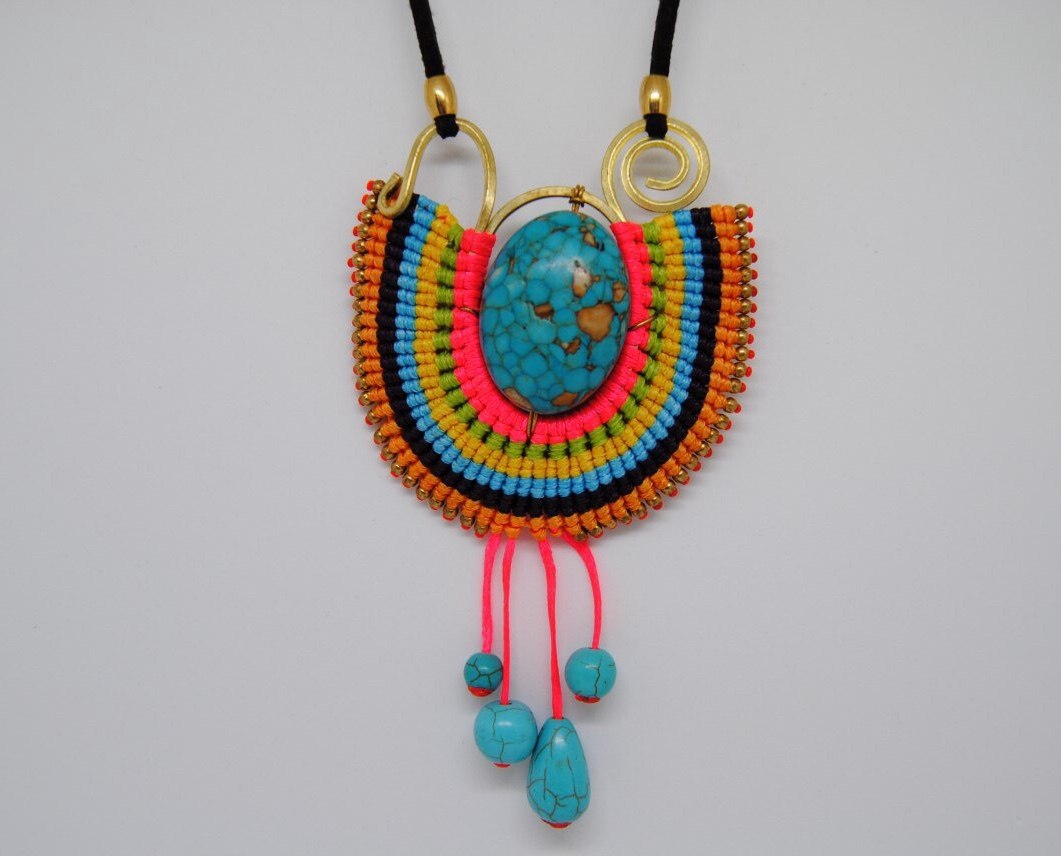 Handmade long necklace and matching earrings