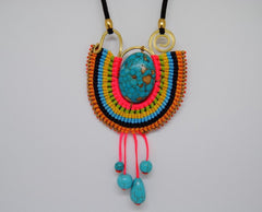 Handmade long necklace and matching earrings