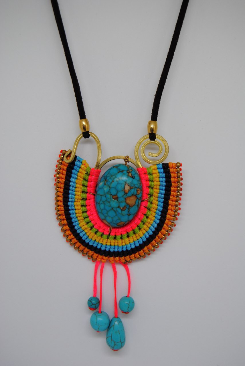 Handmade long necklace and matching earrings